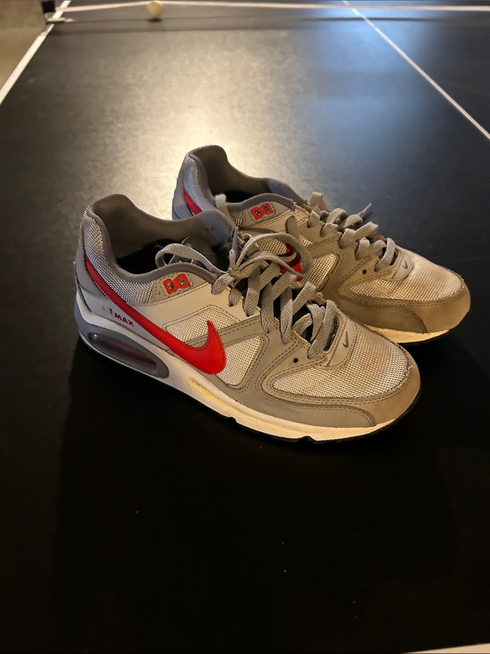 Nike Men's Grey and Red Athletic Sneakers